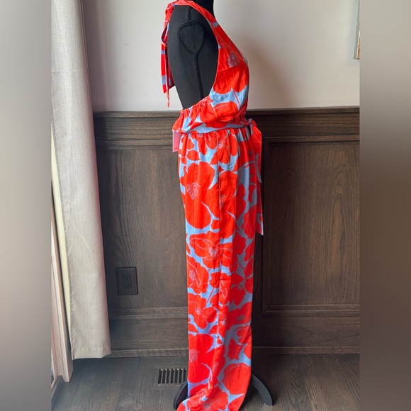 Sugarlips Orange and Blue Floral halter top Jumpsuit NWT M - Picture 8 of 9